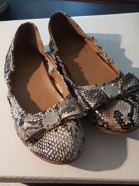 Cole Haan Snake-Print Bow Ballet Flats -